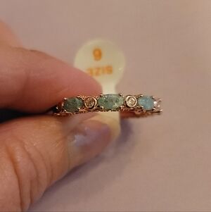 Bomb Party Turqouise Ice Crystal Infinity Rose Gold band Ring, Size 6